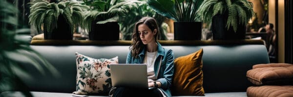 Business person hybrid working