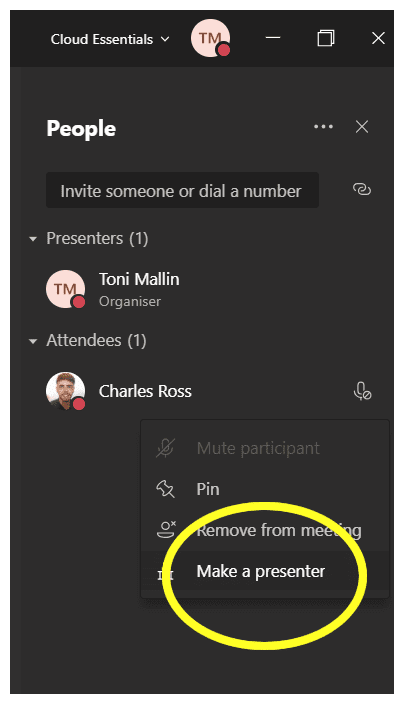 Make presenter in Microsoft Teams Mute Button