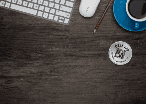 QR Code desk sign example metal disk