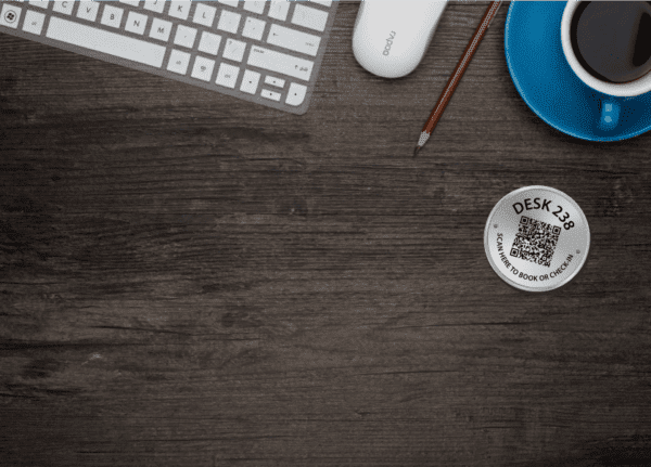 QR Code desk sign example metal disk
